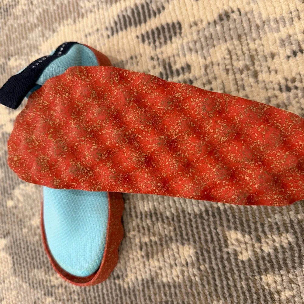 Men's Slip-On Loafers in Light Blue with Red Soles